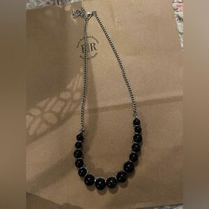 Black bead & silver necklace. Pretty & Simple!
